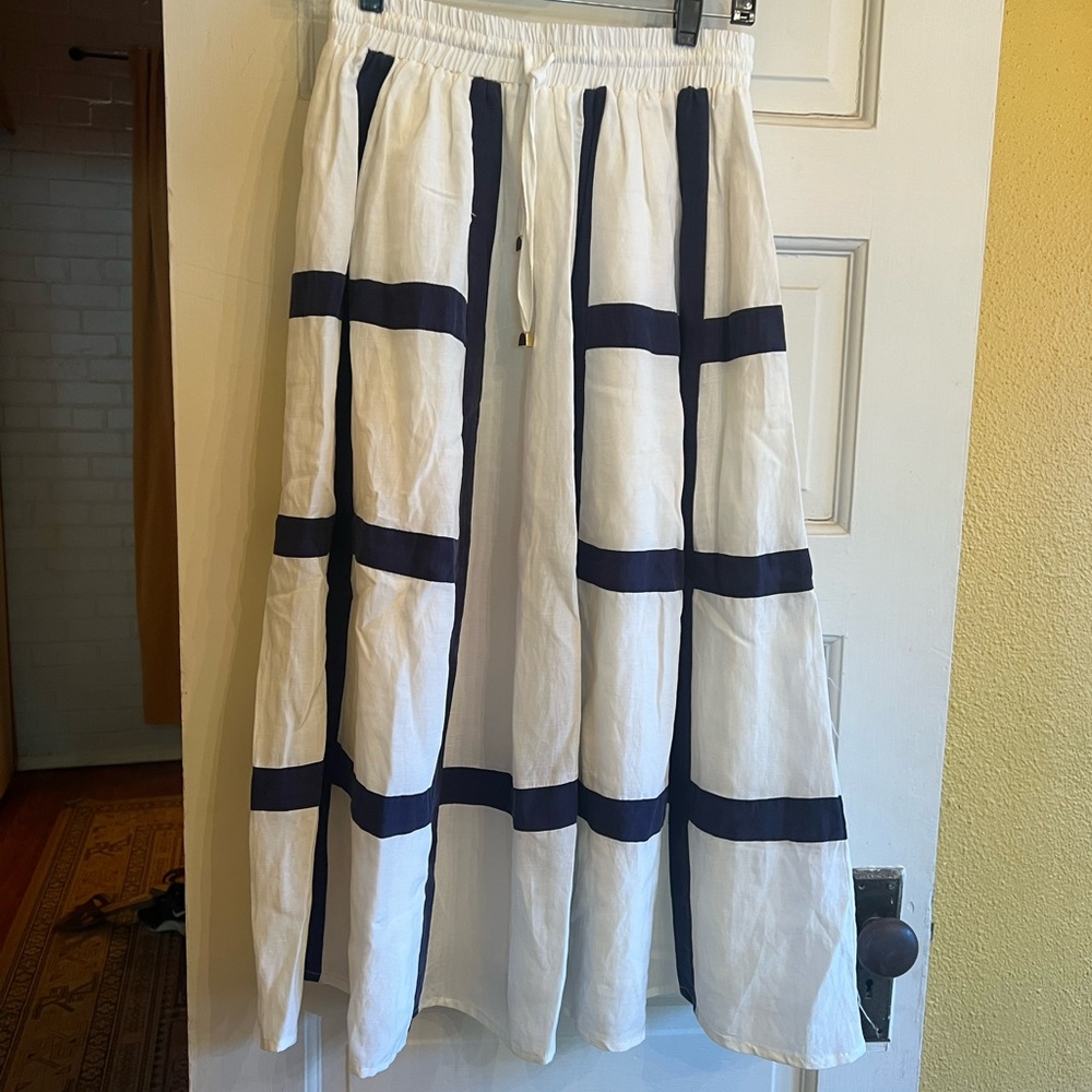 Sancia The Fien Maxi Skirt — White and Blue, Size M